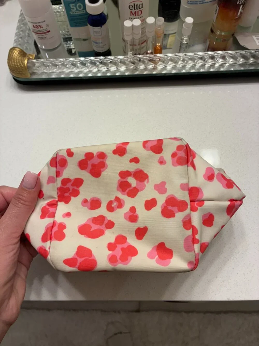 Scout Pink Leopard Print Cosmetic Makeup Bag Travel Pouch